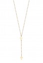 Collana Rosario Luca Barra Acciaio Anallergico Gold Croci Sfere Bianche CK1834