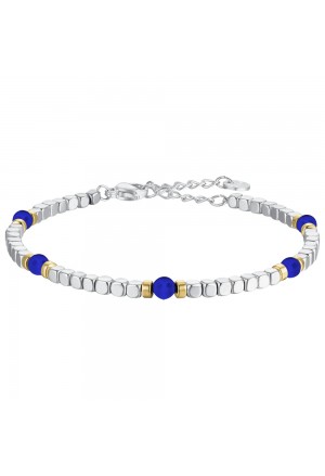 Bracciale Luca Barra Acciaio Anallergico Pietre Blu Elementi Gold BA1506