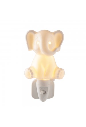 Elefante Hervit Porcellana Bianca Lampada Led Luce Notturna 28077