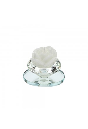 Portacandela Hervit Cristallo Sfaccettato Candela Rosa Bianca 28684