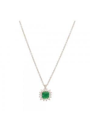 Collana Recarlo Smeraldo Quadrato Oro 18kt Diamanti P03CC089/SM015-45
