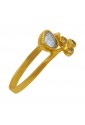 Anello Pietra Celeste Cuore Oro Giallo 18KT Zirconi Misura 14 Regalo Comunione Fantasia Monile GTHXLFM