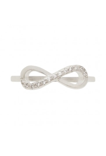 Anello Infinito Cristalli Oro Bianco 18KT Misura 14 Love Amore Fantasia Monile SKYRLFM