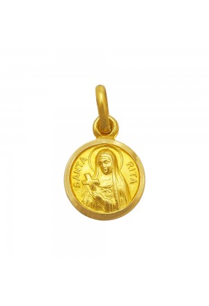 Ciondolo Santa Rita Da Cascia Oro 18kt Sacro Regalo Battesimo Comunione Misura Small Fantasia Monile VP6HCFM