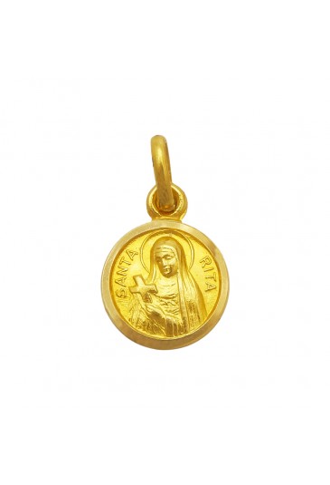 Ciondolo Santa Rita Da Cascia Oro 18kt Sacro Regalo Battesimo Comunione Misura Small Fantasia Monile VP6HCFM