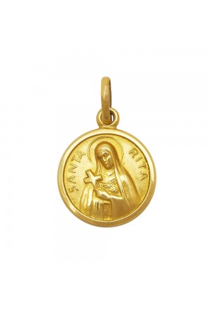 Ciondolo Santa Rita Da Cascia Oro 18kt Sacro Regalo Battesimo Comunione Misura Large Fantasia Monile 5EM09FM