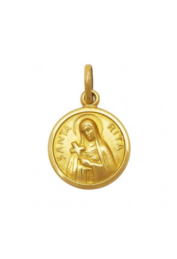 Ciondolo Santa Rita Da Cascia Oro 18kt Sacro Regalo Battesimo Comunione Misura Large Fantasia Monile 5EM09FM