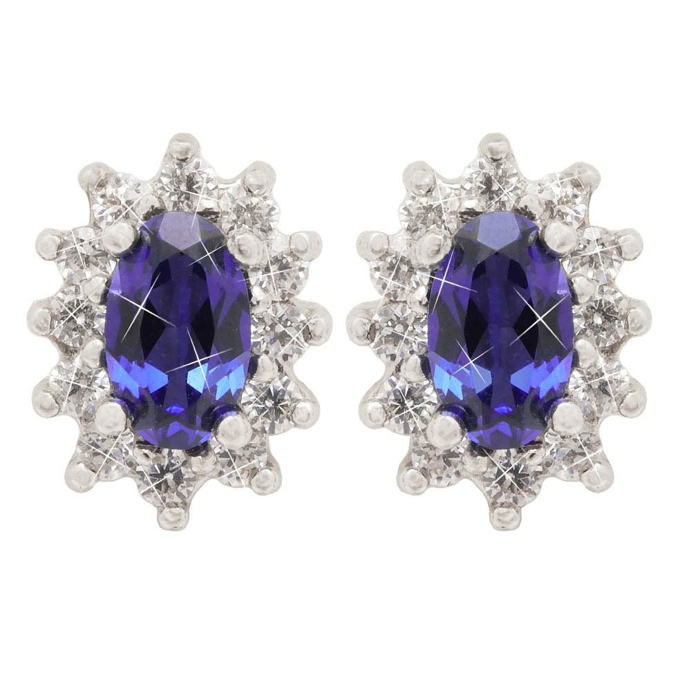 Orecchini a Lobo Punto Luce Oro Giallo 18 KT Zircone Blue chiusura Farfalla e Perno