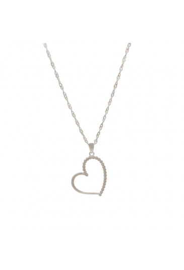 Collana Girocollo Ciondolo Cuore Oro Bianco 9kt Anallergico Fantasia Monile 7XGW4FM