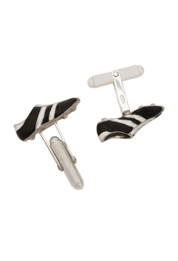 Gemelli Argento 925 Scarpini Da Calcio Smalto Nero Bianco Fatto A Mano Made In Italy Fantasia Monile O7ML5FM