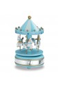 Carillon Musicale Giostra Cavalli Legno Celeste Argento Bilamina Regalo Nascita Bimbo Baby Thilia 453283