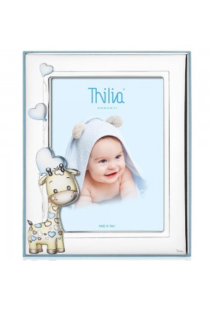 Cornice Portafoto Bimbo Decorazioni Celesti Argento Bilamina Misura 10X15 Regalo Battesimo Thilia 453335