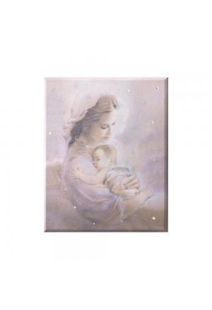 Quadro Sacro Madonna Con Bambino Legno Cristalli Misura 25x33 Regalo Matrimonio Acca SA 12 QU