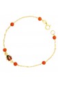 Bracciale NeonatO Corallo Rosso Coccinella Oro Giallo 18KT Regalo Nascita Fantasia Monile FHCT3FM