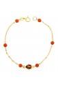 Bracciale NeonatO Corallo Rosso Coccinella Oro Giallo 18KT Regalo Nascita Fantasia Monile FHCT3FM