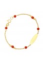 Bracciale Neonato Corallo Rosso Piastrina Centrale Oro Giallo 18KT Regalo Nascita Fantasia Monile S0KXJFM