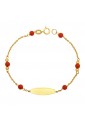 Bracciale Neonato Corallo Rosso Piastrina Centrale Oro Giallo 18KT Regalo Nascita Fantasia Monile S0KXJFM