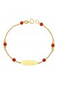 Bracciale Neonato Corallo Rosso Piastrina Centrale Oro Giallo 18KT Regalo Nascita Fantasia Monile S0KXJFM