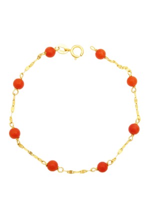 Bracciale Neonato Corallo Rosso Oro Giallo 18KT Regalo Nascita Fantasia Monile W4GQWFM