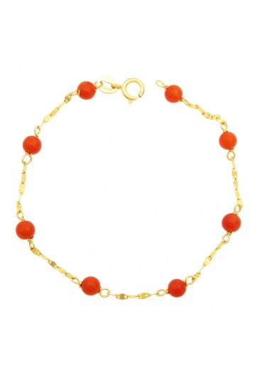 Bracciale Neonato Corallo Rosso Oro Giallo 18KT Regalo Nascita Fantasia MonileW4GQWFM