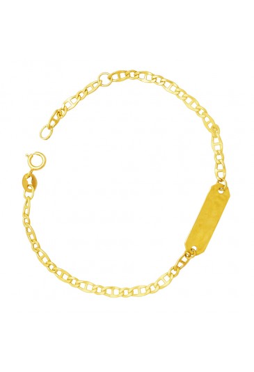 Bracciale Neonato Piastrina Centrale Oro Giallo 18KT Regalo Nascita Fantasia Monile QU7D6FM