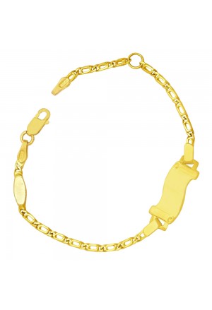 Bracciale Neonato Piastrina Centrale Oro Giallo 18KT Regalo Nascita Fantasia Monile ZD60AFM