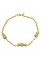 Bracciale Oro Giallo 18KT Sfere Beads Oro Bianco Oro Giallo Lavorazione Diamantata Donna Fantasia Monile 2FT62FM