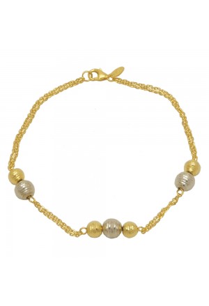 Bracciale Oro Giallo 18KT Sfere Beads Oro Bianco Oro Giallo Lavorazione Diamantata Donna Fantasia Monile 2FT62FM