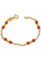 Bracciale Neonati Corallo Rosso Oro Giallo 18KT Regalo Nascita Fantasia Monile IJ17GFM