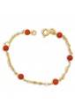 Bracciale Neonati Corallo Rosso Oro Giallo 18KT Regalo Nascita Fantasia Monile 87BRVFM