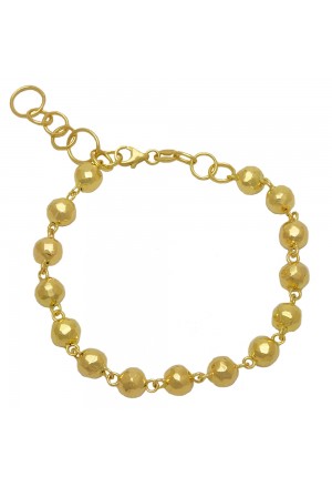 Bracciale Oro Giallo 18KT Sfere Beads Oro Lavorazione Irregolare Donna Fantasia Monile VHNOMFM
