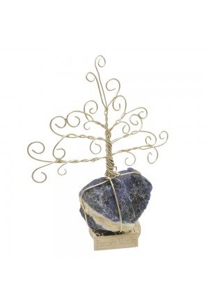 Albero Della Vita Argentato Pietra Naturale Sodalite Blu Regalo Augurale Cristalloterapia NFC AWLIAFM