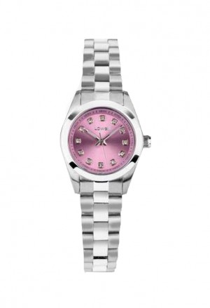 Orologio Polso Lowell Solo Tempo Cristalli Bianchi Quadrante Rosa PL5399-0500