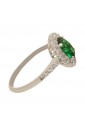 Anello Pietra Verde Oro Bianco 18KT Zirconi Misura 16 Fantasia Monile Q2CRJFM