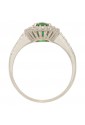 Anello Pietra Verde Oro Bianco 18KT Zirconi Misura 16 Fantasia Monile Q2CRJFM