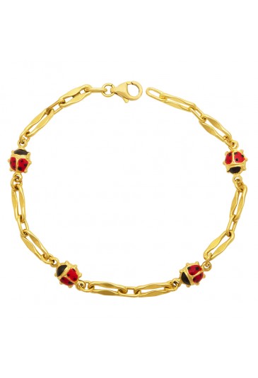 Bracciale Donna Coccinelle Smalto Oro Giallo 18KT Portafortuna Fantasia Monile K39H1FM