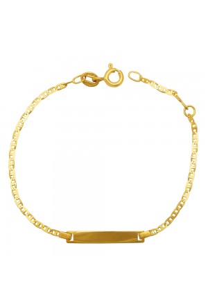 Bracciale Neonato Piastrina Centrale Oro Giallo 18KT Regalo Nascita Fantasia Monile UQ20GFM