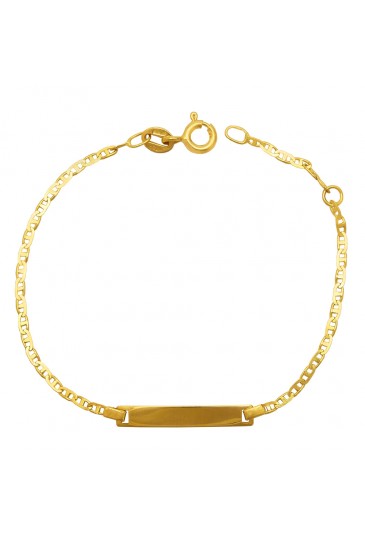 Bracciale Neonato Piastrina Centrale Oro Giallo 18KT Regalo Nascita Fantasia Monile UQ20GFM