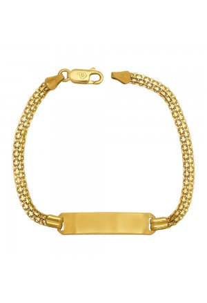 Bracciale Neonato Piastrina Centrale Oro Giallo 18KT Regalo Nascita Fantasia Monile OQSN4FM