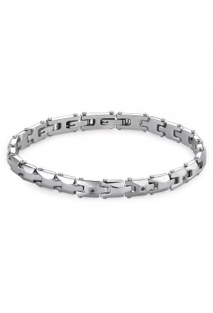 Bracciale Semirigido Brosway Backliner Acciaio Diamanti Neri Man BBC24