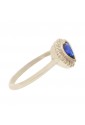 Anello Pietra Blu Oro Bianco 18KT Misura 16 Fantasia Monile SRAYAFM