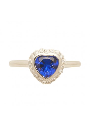 Anello Pietra Blu Oro Bianco 18KT Misura 16 Fantasia Monile SRAYAFM