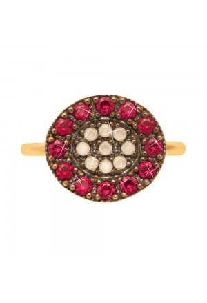 Anello Quarzo Rosso Milk Oro Rosa 18KT Misura 15 Fantasia Monile 5C9T4FM