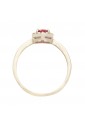 Anello Pietra Rossa Oro Bianco 18KT Cristalli White Misura 17 Fantasia Monile UN956FM