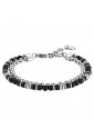 Bracciale Luca Barra Uomo Acciaio Doppio Filo Agata Nera Elementi Acciaio BA1526