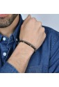 Bracciale Luca Barra Uomo Acciaio Doppio Filo Agata Nera Elementi Acciaio BA1526