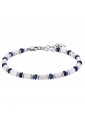 Bracciale Luca Barra Uomo Acciaio Pietre Bianche Blu BA1535