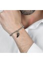 Bracciale Luca Barra Uomo Acciaio Pendente Corno Portafortuna Smaltato Nero BA1549