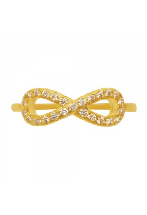 Anello Infinito Cristalli Oro Giallo 18KT Misura 14 Love Amore Fantasia Monile 7BOUNFM