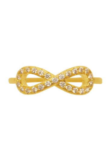 Anello Infinito Cristalli Oro Giallo 18KT Misura 14 Love Amore Fantasia Monile 7BOUNFM